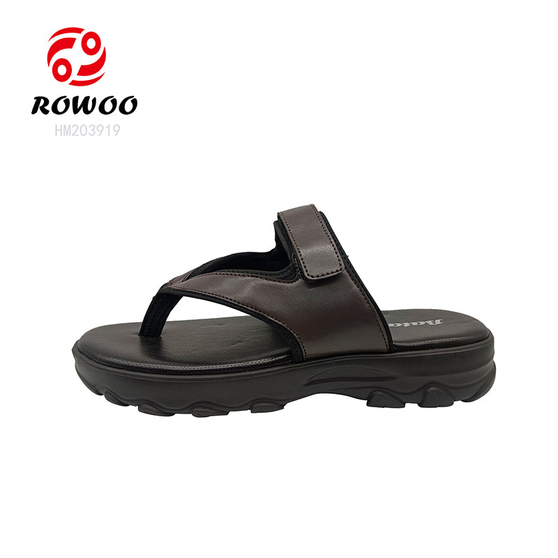 Thick Bottom Men Outdoor Sandals Leather Slipper Outdoor Sandals Thong Sandals