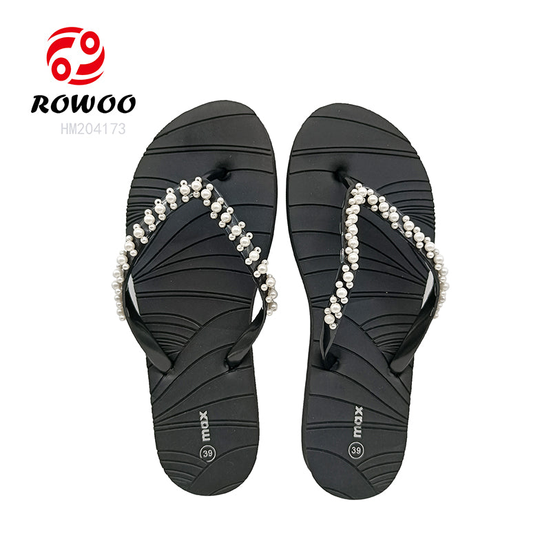 Cheap Price Flip Flops EVA Thong Sandals Bead Decorate Straps Fashion Slipper Shoes