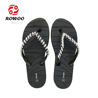 Cheap Price Flip Flops EVA Thong Sandals Bead Decorate Straps Fashion Slipper Shoes