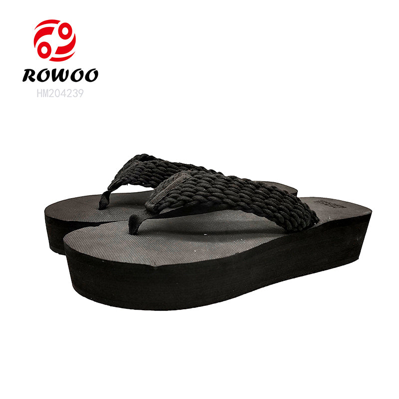 Black Wedge Sandals Ladies High Platform Slippers Webbing Sandals Fashion Women Shoes