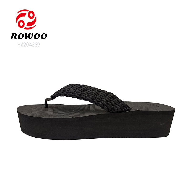 Black Wedge Sandals Ladies High Platform Slippers Webbing Sandals Fashion Women Shoes