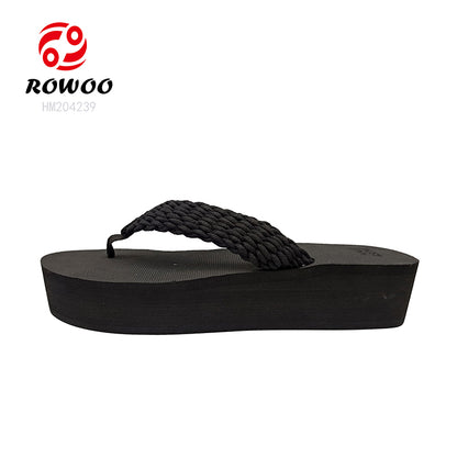 Black Wedge Sandals Ladies High Platform Slippers Webbing Sandals Fashion Women Shoes
