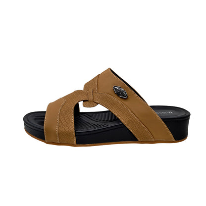 Middle East Men Leather Sandals Rubber Outsole  Slip-on Shoes for Summer