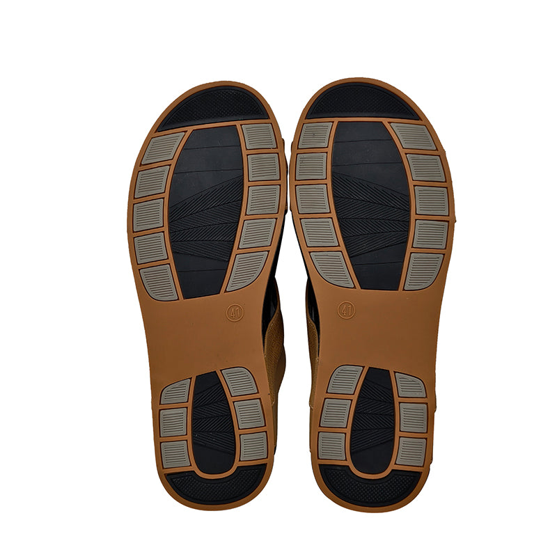 Middle East Men Leather Sandals Rubber Outsole  Slip-on Shoes for Summer