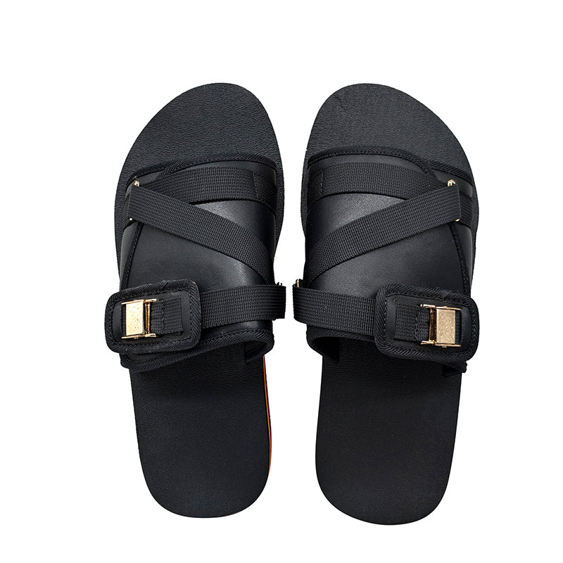 PU Upper Men Slide Sandals EVA Mid TPR Outsole Custom Logo OEM