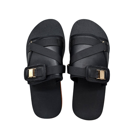 PU Upper Men Slide Sandals EVA Mid TPR Outsole Custom Logo OEM