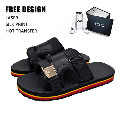 Wholesale Custom Men’s PU Leather Slide Slippers | Non-Slip EVA Sole Lightweight Sandals