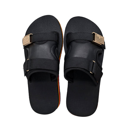 Wholesale Custom Men’s PU Leather Slide Slippers | Non-Slip EVA Sole Lightweight Sandals