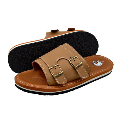 Customized Logo Men PU Slipper Shoes Fashion Slide Shoes Wholesale Cheap Price