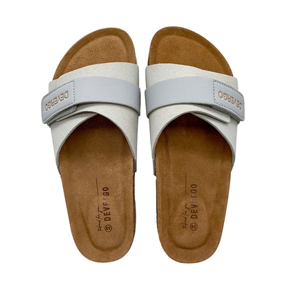 Custom Men’s Cork Slide Slippers | PU Leather Upper, Breathable EVA Non-Slip Beach Sandals