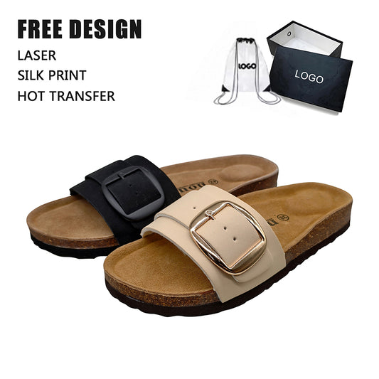 Wholesale Custom OEM Women’s Cork Slide Sandals | Luxury Non-Slip Lightweight Beach Slippers for Summer