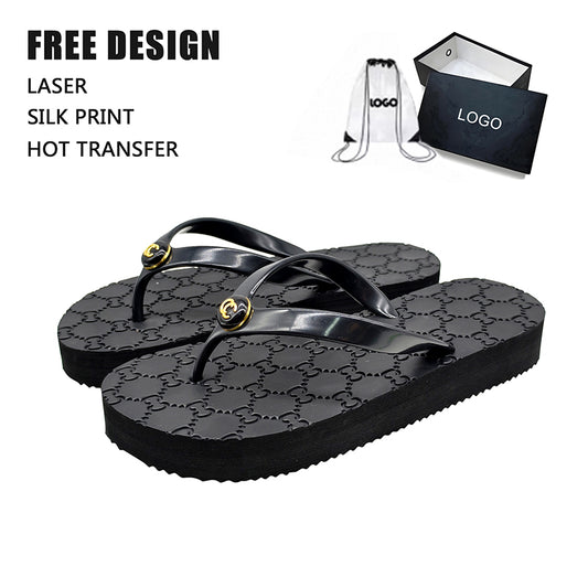 Custom Logo EVA Platform Flip Flops for Women – Summer Beach Sandals with Thick Sole, Ladies PVC Straps, Wholesale Factory Direct