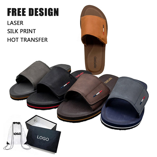 Custom Men's Sports Slide Slippers | OEM EVA Sole & Adjustable Upper