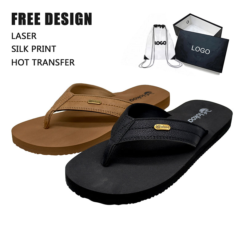 Custom Men's PU Strap Flip Flops | OEM EVA Sole & Non-slip for Wholesale