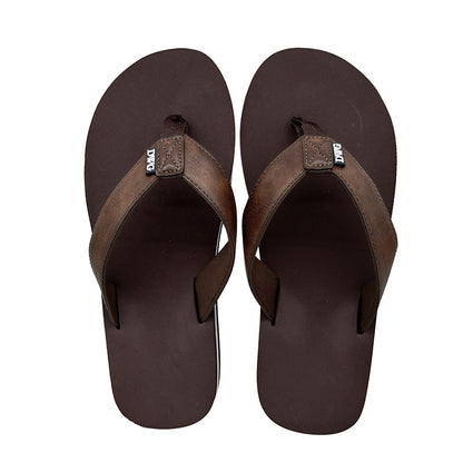 Custom Men's PU Leather Strap Flip Flops | OEM EVA Sole & Non-slip