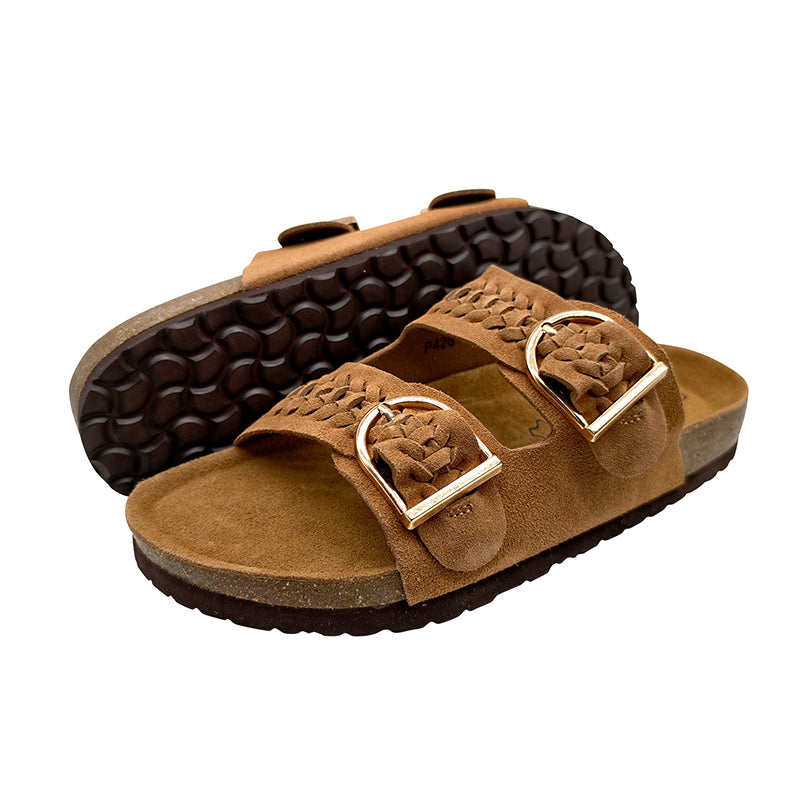 Custom Cork Slide Slippers Women | OEM ODM Two Buckles Sandals Bulk
