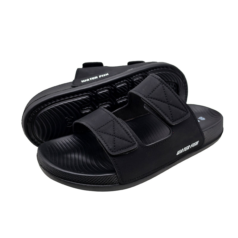 OEM Men's Double Strap PU Slide Sandals with Custom Logo