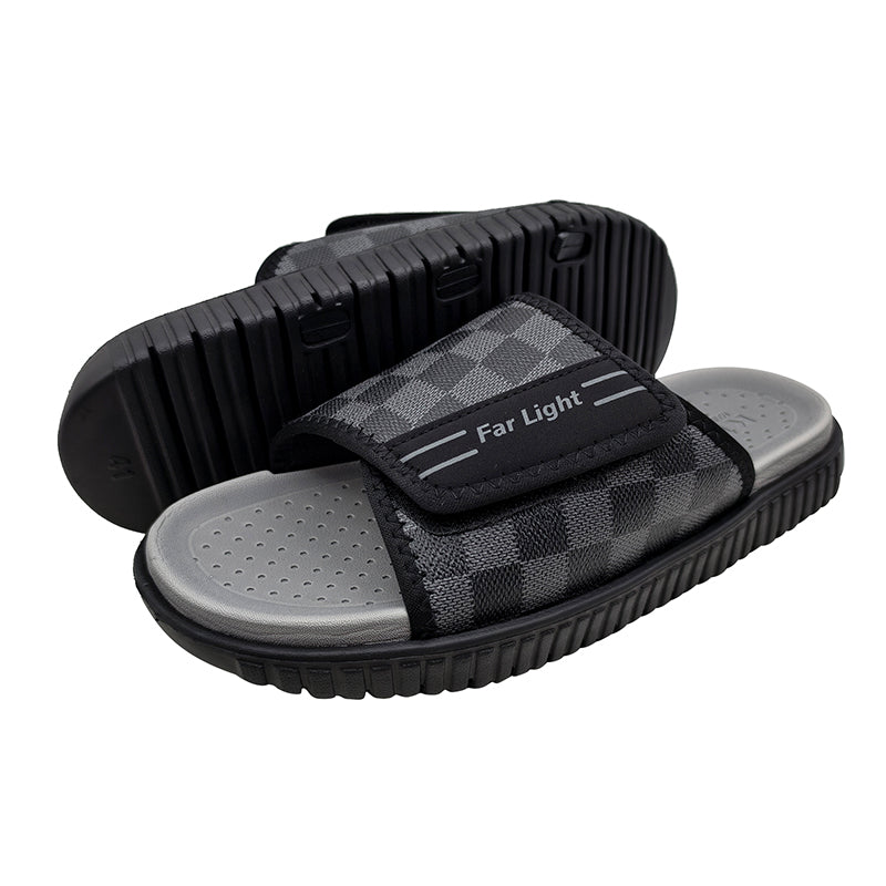 Wholesale Men's Slide Sandals Adjustable Strap Casual Summer Slippers with Non Slip Sole
