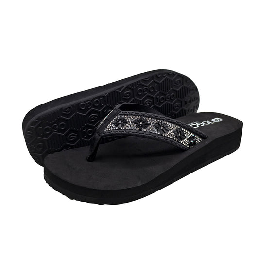 Wholesale Women Rhinestone Wedge Flip Flops OEM ODM Factory