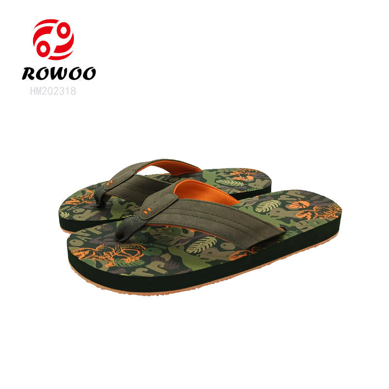 Customized color printed insole super quality fashion outdoor men flip flops