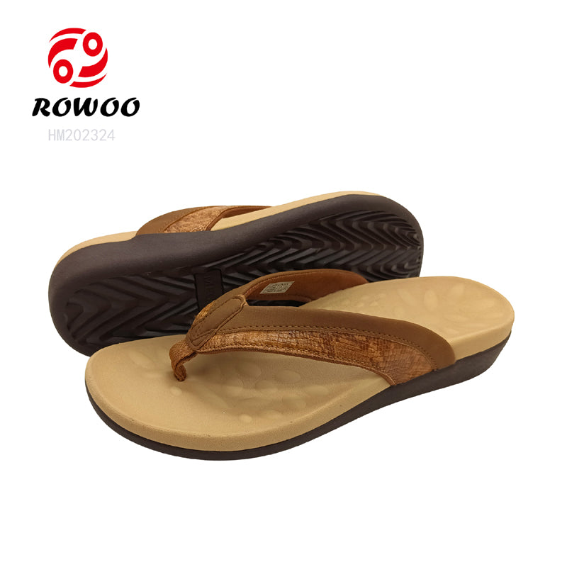 new modal leather strap luxury wedge flat comfortable  fashion flipflops for women
